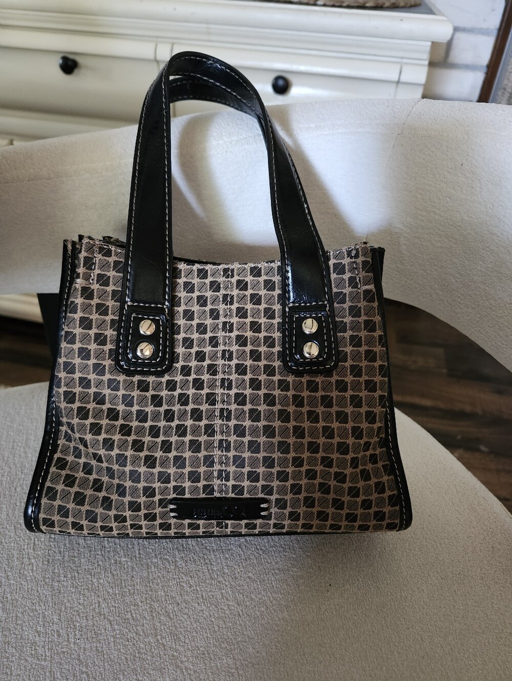 Liz Claiborne Structured Beige and Black Small Bag